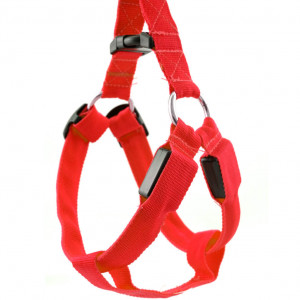 Шлейка светящаяся для собак и кошек Doo, S красный